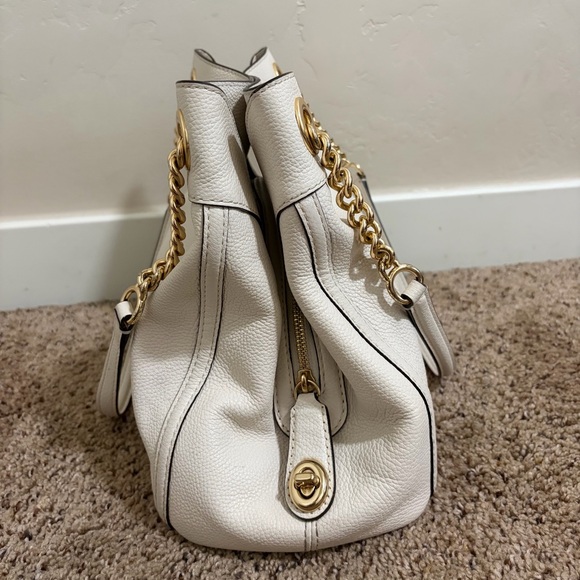 Coach Turnlock Edie Shoulder Bag, White with Chains - Picture 3 of 16